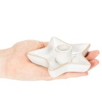Artikel Kerzenhalter Stern aus Keramik Weiss für Stabkerzen 12 cm 2er-Set