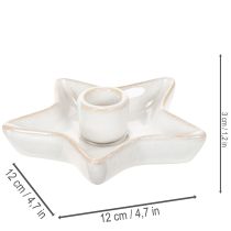 Artikel Kerzenhalter Stern aus Keramik Weiss für Stabkerzen 12 cm 2er-Set