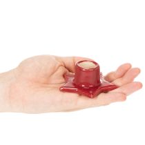 Artikel Sternförmige Kerzenhalter aus Keramik 8 cm Rot für Stabkerzen 2er-Set