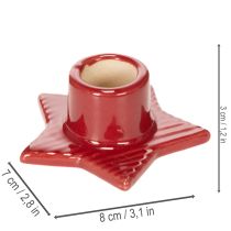 Artikel Sternförmige Kerzenhalter aus Keramik 8 cm Rot für Stabkerzen 2er-Set