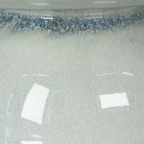 Artikel Keramik Schale auf Sockel Grau glasiert 17 cm für Tischdekoration