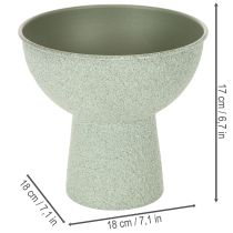 Artikel Pflanzschale aus Metall auf hohem Fuss rund Hellgrün 18cm