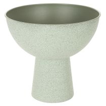 Artikel Schale mit Standfuss aus Metall 25 cm in graugrüner Granitoptik für Innenräume