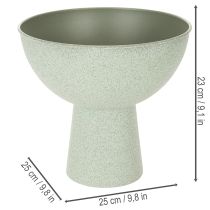 Artikel Schale mit Standfuss aus Metall 25 cm in graugrüner Granitoptik für Innenräume