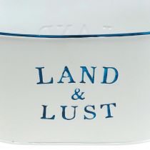 Artikel Blumenschale oval Pflanztopf Metall Weiß, Blau 26×17×12cm