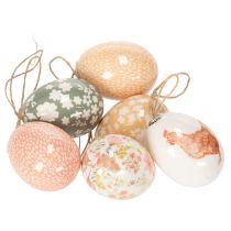 Artikel Osterei-Anhänger aus Kunststoff 6cm, Set, Pastellfarben, Osterdekoration