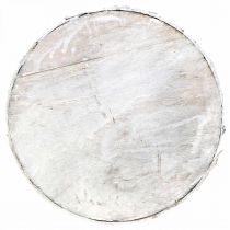 Artikel Deko Holzscheibe Ø20cm Weiss mit Rinde aus Sperrholz als Untersetzer
