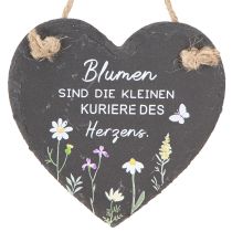 Artikel Schiefer Deko Herz zum Hängen „Blumen sind“ 15cm 3St