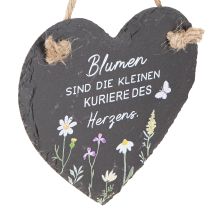 Artikel Schiefer Deko Herz zum Hängen „Blumen sind“ 15cm 3St