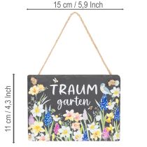 Artikel Gartenschild aus Schiefer mit Blumenmotiv 15cm für den Innenbereich