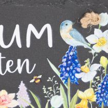 Artikel Gartenschild aus Schiefer mit Blumenmotiv 15cm für den Innenbereich
