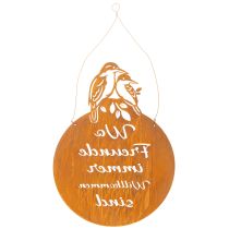 Artikel Schild aus Metall mit Spruch und Vogelmotiv – Rostoptik, 30×40 cm, für Innen- und Aussenbereich