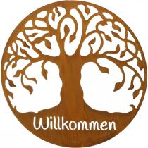 Artikel Deko Schild Willkommen Baum Rost Gartendeko Metall Ø50m