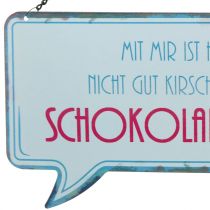 Artikel Schild aus Metall mit Kettchen, ca. 24x13,5cm, lustiger Spruch, Weiss/Rot/Blau