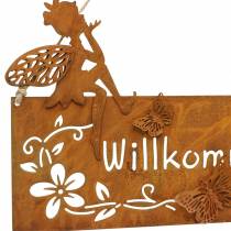 Schild "Willkommen" Metall Rost 25×15,5cm 2St