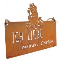 Artikel Schild mit Spruch Frosch Metallschild Garten Edelrost 38cm