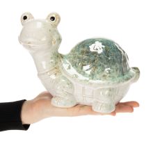Artikel Schildkröte Keramikfigur aus grün-cremefarbener Keramik 22 cm für Innenbereiche