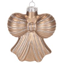 Artikel Glas Weihnachtsanhänger Schleifen-Set 10cm in Brauntönen