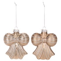 Artikel Glas Weihnachtsanhänger Schleifen-Set 10cm in Brauntönen