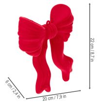 Artikel Dekoschleife Rot Beflockt mit Aufhängung 22 cm
