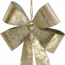 Artikel Schleife aus Metall 23x16cm Gold mit Jutekordel zum Hängen