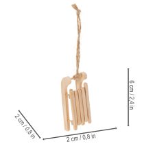 Artikel Deko-Schlitten aus Holz zum Aufhängen 6 cm natur, 6 Stück