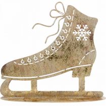 Artikel Schlittschuh aus Metall, Winterdeko, Deko-Eislaufschuh, Weihnachten Golden Antik-Optik H22,5cm