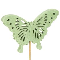 Artikel Deko-Schmetterlinge aus Holz auf Stab 8 cm, Pastellfarben, 16 Stück für Innen- und Aussendekoration