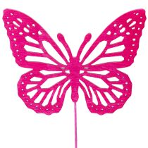 Artikel Deko Schmetterlinge aus Holz und Metall am Stiel, Rosa/Pink, 8 cm, 18 Stück, für Pflanzen und Tischdeko