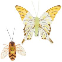 Artikel Schmetterling, Biene Deko am Clip 4cm - 8cm 9St