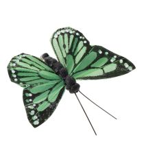 Artikel Schmetterlingsdeko aus Federn, 7 cm, Grün, 12 Stück, für Innen und Aussen