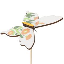 Artikel Holz-Schmetterlingsstecker 12 Stück, 29 cm, Weiss-Orange-Grün, Dekoration für Garten und Blumentopf