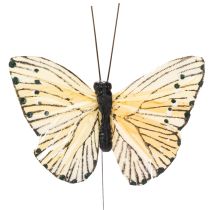 Artikel Dekorative Schmetterlinge aus echten Federn auf Draht, 7 cm, 12 Stück, mehrfarbig