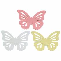 Streudeko Schmetterling Weiß, Gelb, Rosa sortiert Holz 5cm 40St