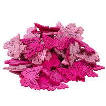Artikel Dekorativer Holzschmetterling 4 cm Pink Rosa Lila – 72er Set für Frühlingsdekorationen
