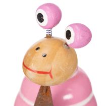 Artikel Schneckenfiguren aus Holz mit Metallhals, 9 cm, Rosa und Pink, Frühling Dekoration, 4er-Set