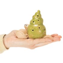 Artikel Keramik Schnecke mit LED Beleuchtung 12 cm Grün und Gelb 2er-Set