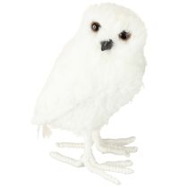 Artikel Dekofigur Eule aus Styropor mit Fell und Federn, Weiss, 15,5 cm, 2er-Set