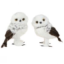 Artikel Schneeeulen-Dekofigur im 2er-Set aus Kunststoff und Kunstfell, Weiss und Braun, H13 cm