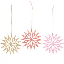 Artikel Schneeflocken Holzanhänger Orange Rosa Natur 10cm 12er Set