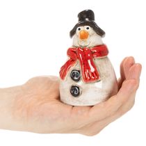 Artikel Schneemann-Dekoration aus Keramik, handbemalt, 10 cm, mit rotem Schal