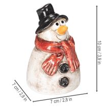 Artikel Schneemann-Dekoration aus Keramik, handbemalt, 10 cm, mit rotem Schal