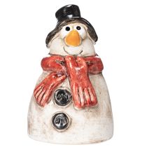 Artikel Schneemann-Dekoration aus Keramik, handbemalt, 10 cm, mit rotem Schal