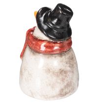Artikel Schneemann-Dekoration aus Keramik, handbemalt, 10 cm, mit rotem Schal