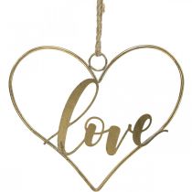 Schriftzug Love Herz Deko Metall Gold zum Aufhängen 27cm