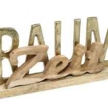 Artikel Schriftzug Traumzeit, Adventsdeko aus Holz und Metall, 45,5 cm, Golden und Natur