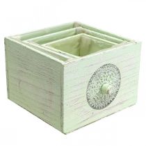 Artikel Pflanzkasten Holz Shabby Grün 15-23 cm Set 3 Stück für Innenräume