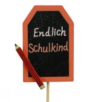 Artikel Schulanfang Deko Stecker „Endlich Schulkind“ Holz 7×5,5cm 16 St