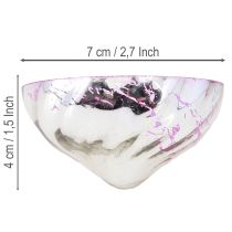 Artikel Schwimmschale Teelichthalter Glas Silber Lila Ø7cm 3St