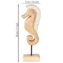 Artikel Seepferdchen Dekoration Holz mit Perlen 28 cm Maritime Tischdekoration